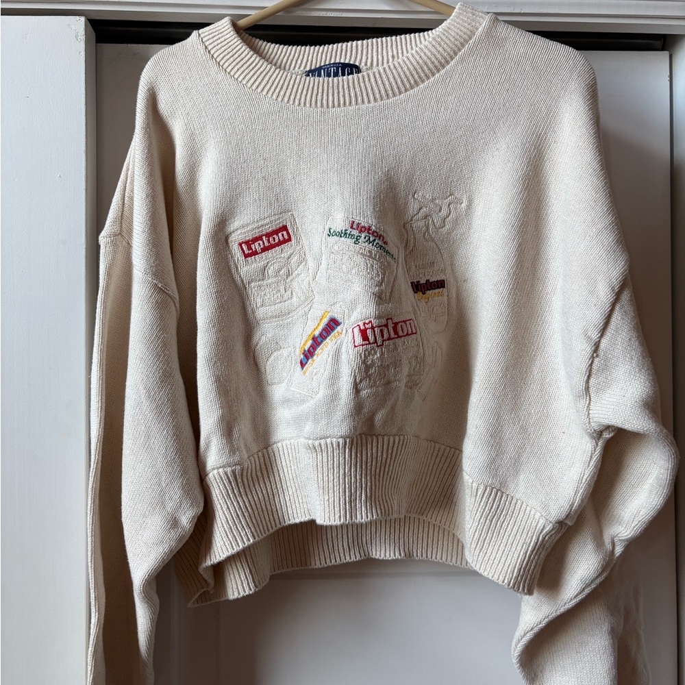 One of a kind Reworked Vintage Lipton Tea Sweater